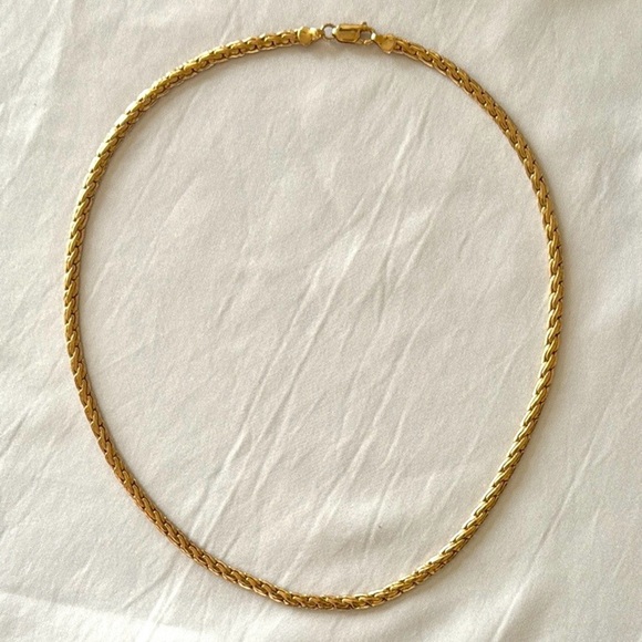 Vintage Gold Herringbone Chain Thicker .25” Width Necklace 21” Heavyweight - Picture 3 of 13